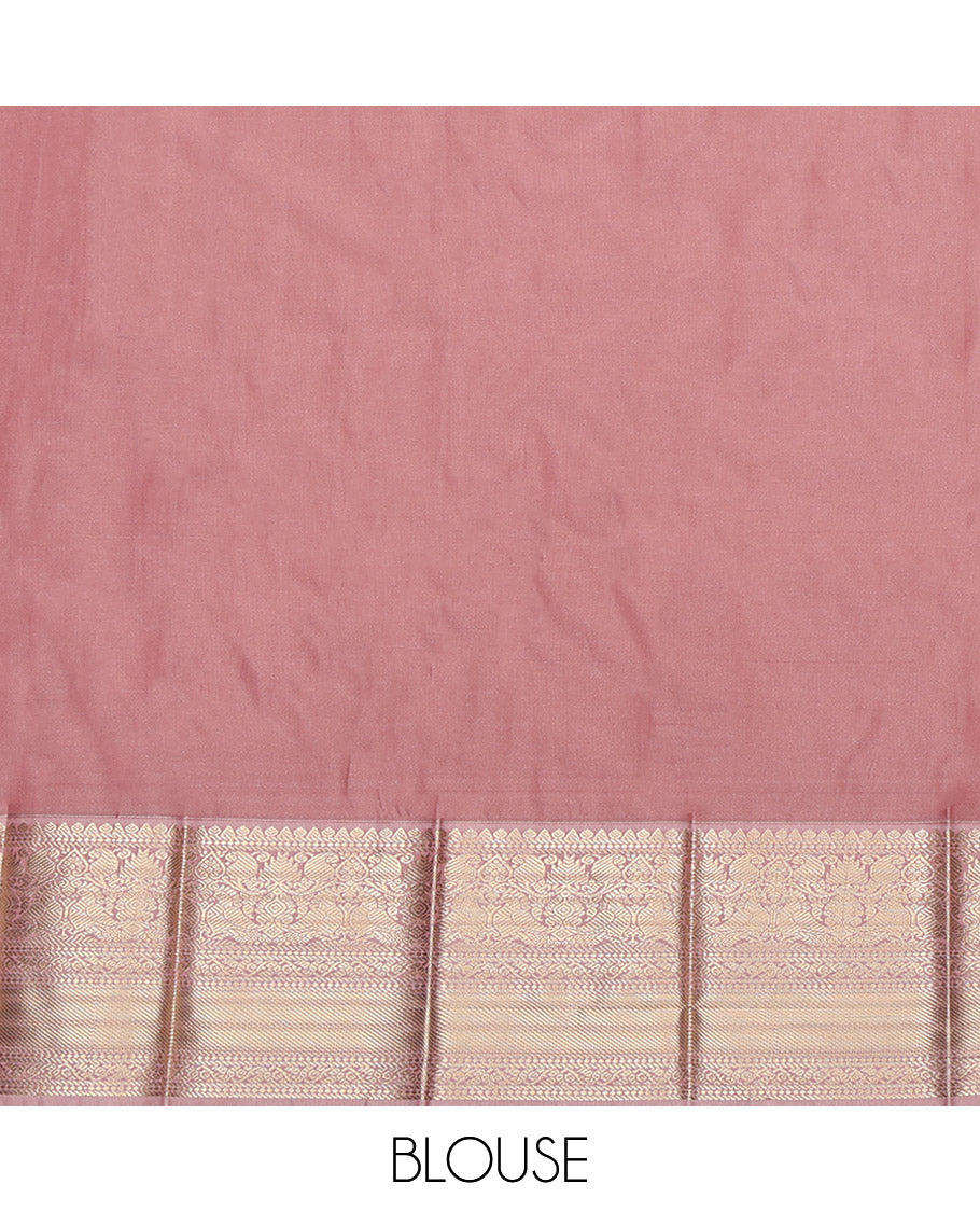 Orange Budget Silk Saree, Gleamed Up with Zari Buttas and Stripes, Contrast Traditional Zari Design Featured Border, Grand Decked-Up Pallu, and a Contrast Blouse
