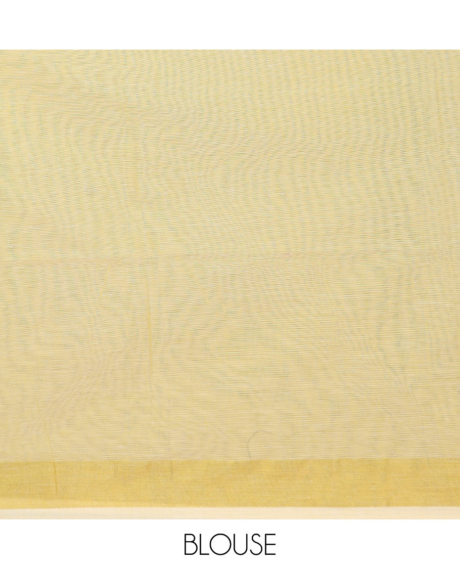 Yellow & grey-color striped jute cotton saree, zari border & pallu of stripes
