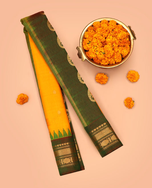 Yellow Gadwal Silk Saree