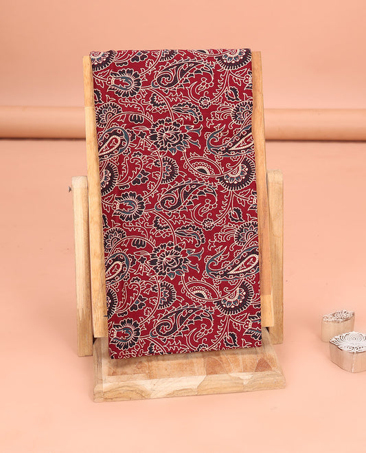 Dark Red Floral-Paisley Vine Printed Blouse Material