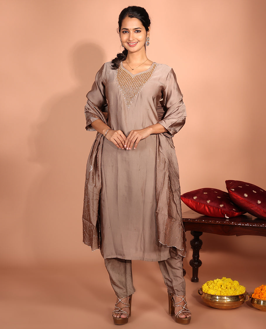 Brown Tissue Readymade Suit