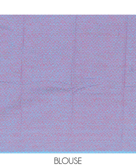 Grey and Purple Chettinad Cotton Saree with Sparsely Stripes on Its Body, Subtly Woven Self-Border, and a Pallu Steeped with Stripes