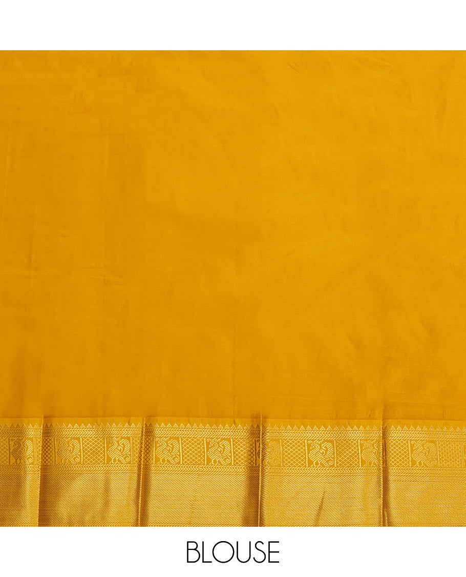 Red Budget Silk Saree, Spotlighted with Zari Butta Enclosed Checked Design on Its Body, Complemented by a Contrast Traditional Zari Design Border, Grand Jaal Pallu, and Paired with a Contrast Blouse