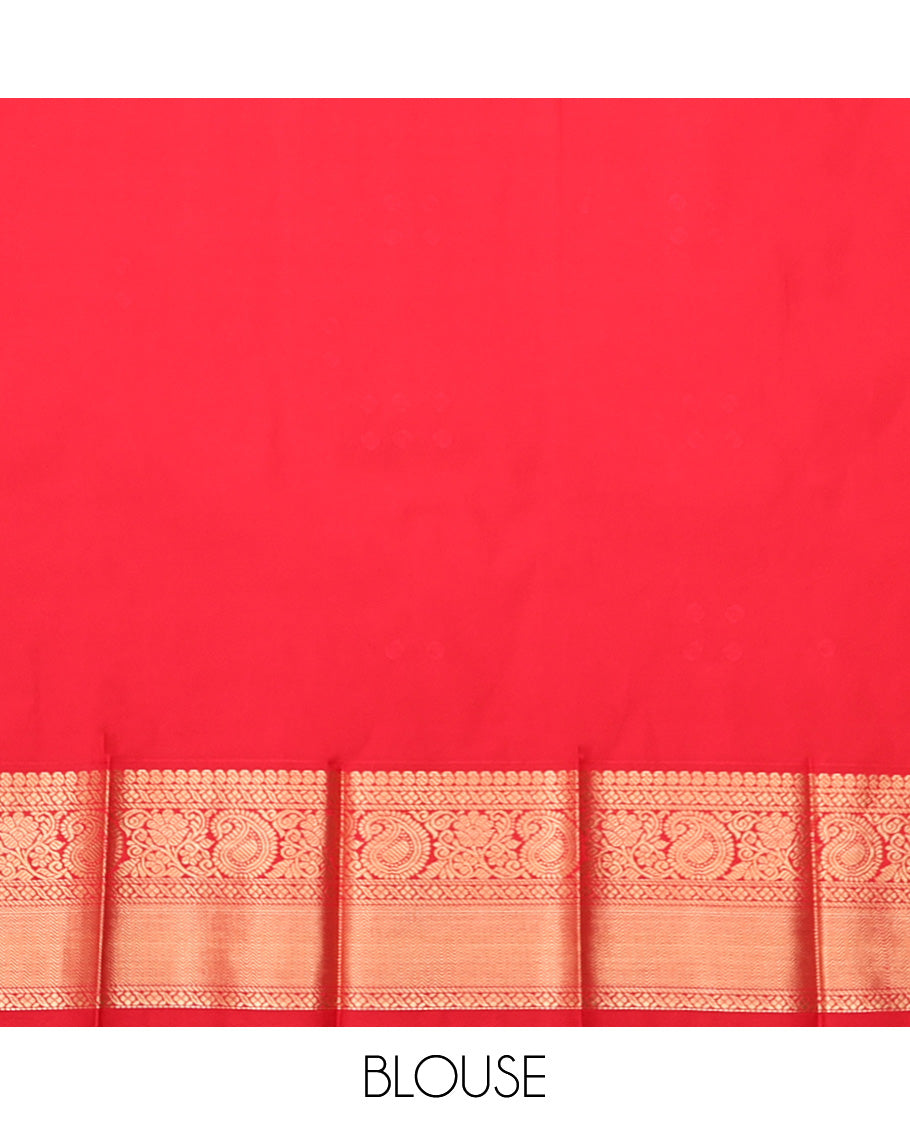 Turquoise Budget Silk Saree, Subtly Sparkled with Zari Buttas, a Contrast Traditional Zari Design Border, Grand Pallu, and a Contrast Blouse