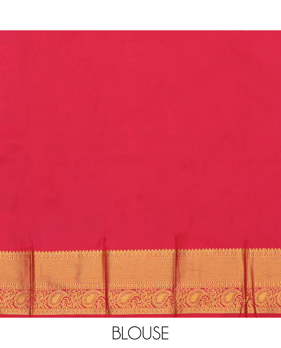 Blue Budget Silk Saree, Adorned with Zari Buttas, a Contrast Traditional Zari Border, Grand Pallu, and a Contrast Blouse