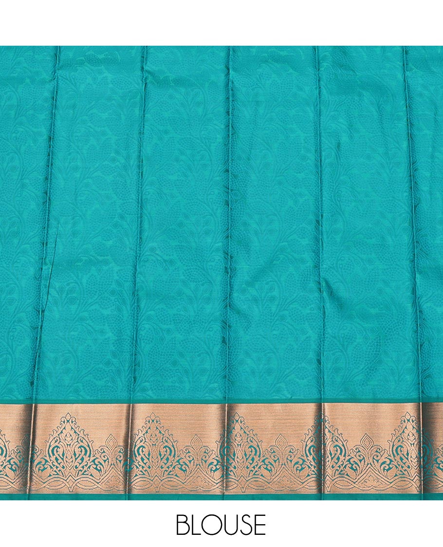Peach Budget Silk Saree, Adorned with Jacquard Design, Complemented by a Contrast Traditional Border, Grand Pallu, and Contrast Blouse