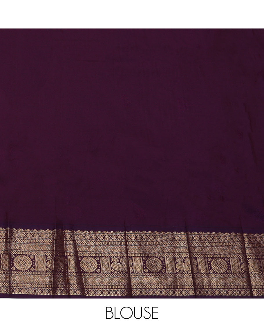 Off-White Budget Silk Saree, Enthralled with Zari Buttas, Complemented by a Contrast Traditional Zari Border, Grand Pallu, and a Contrast Blouse