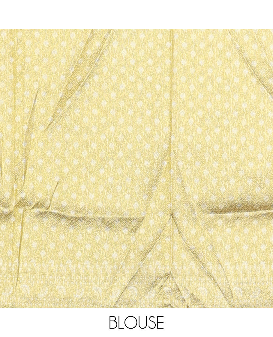 Pink art silk half-saree, sparsely design with contrast traditional motifs bordered skirt, contrast blouse, and scallop embroidered dhavani