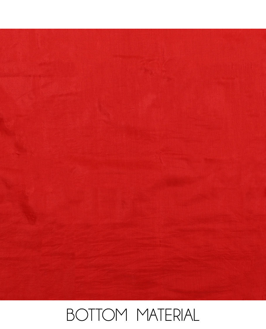 Orange material chudidar set, plain with patch embroidered work top, plain bottom, and floral printed dupatta