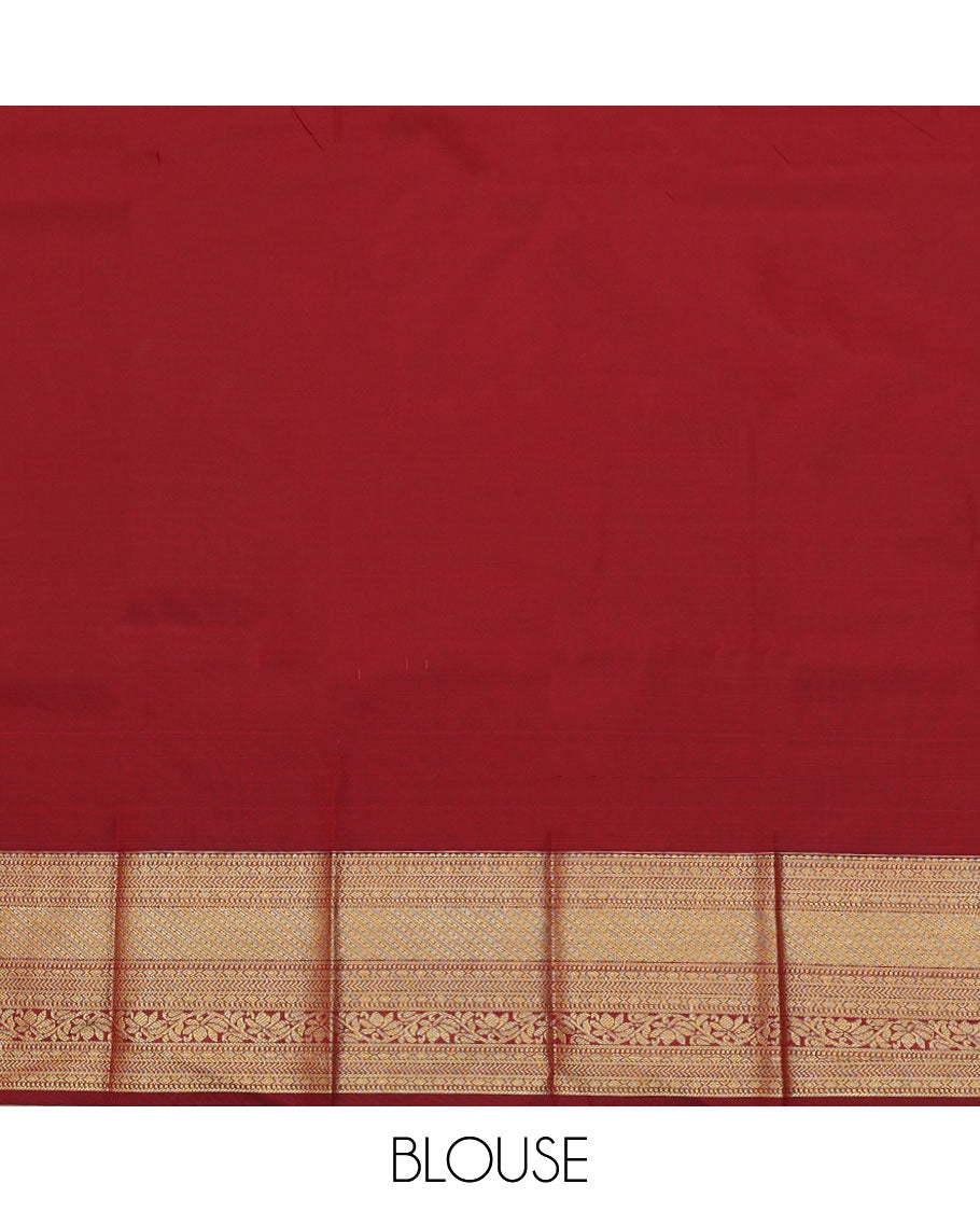 Blue Budget Silk Saree, Sparsely Sparkled with Micro-Checks and Buttas All Over Its Body, Complemented by a Contrast Traditional Zari Design Border, Pallu of Intricate Designs, and Paired with a Contrast Blouse