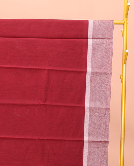 Red Semi-Silk Cotton Saree, Elegantly Highlighted with Floral Zari Buttas on Its Body, Highlighted by a Self-Border, Pallu Features Floral Designs, and Paired with a Matching Blouse