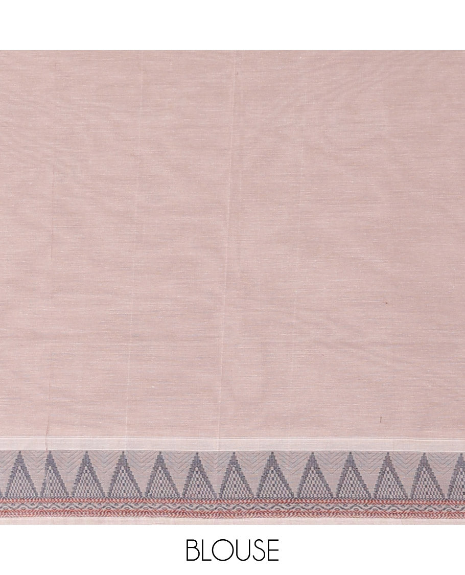 Beige buttas Coimbatore cotton saree, temple border & intricate pallu