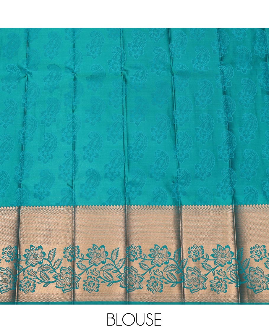 Purple Budget Silk Saree, Elevated with Jacquard Design, Complemented by a Contrast Floral Creeper Zari Border, Grand Pallu, and Contrast Blouse