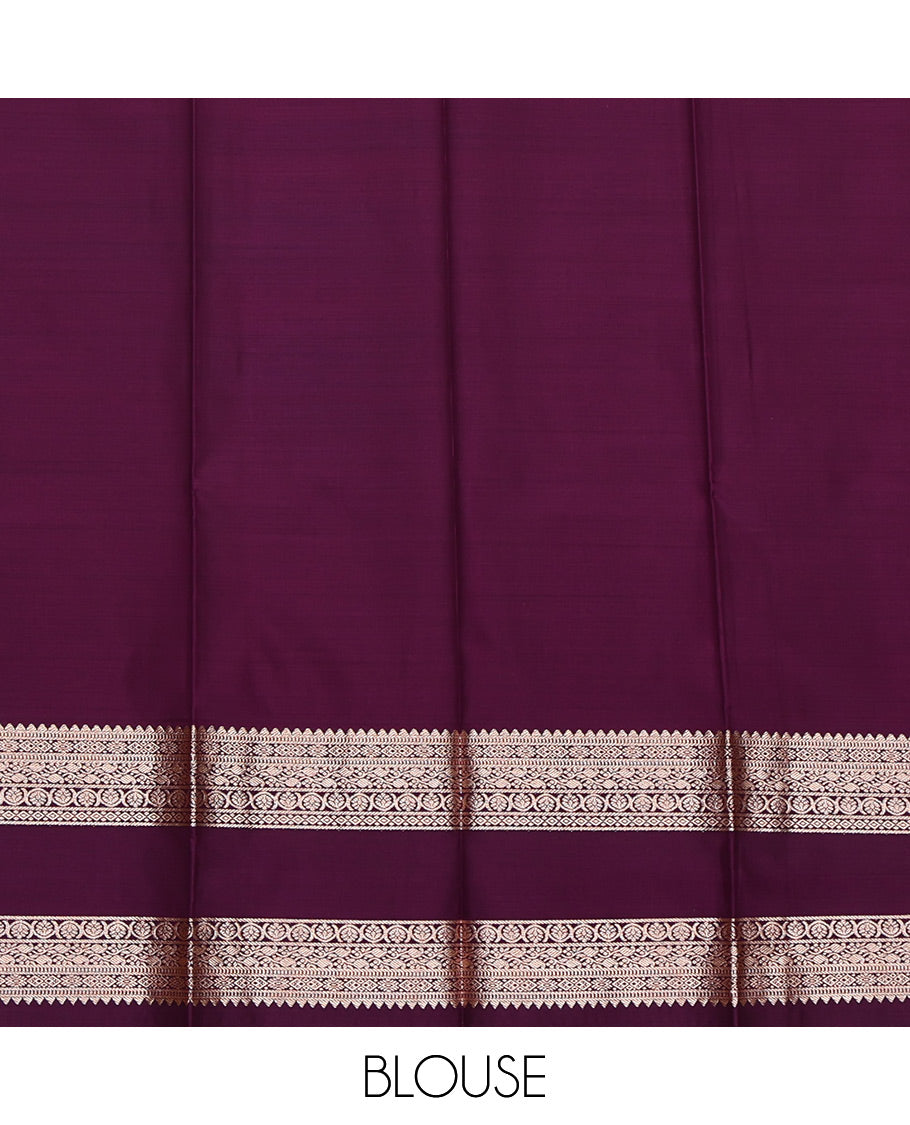 Blue Budget Silk Saree, Decorated with Zari Buttas All Over Its Body, Complemented by a Contrast Traditional Zari Design Rettai Pettu Border, Intricate Pallu, and Paired with a Contrast Blouse