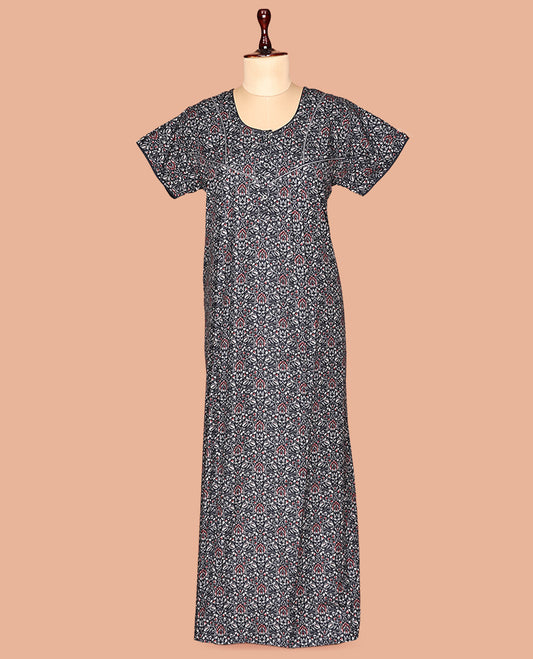Black Cotton-Blended Nighty