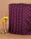 Borderless wine color thousand zari buttas kanchi silk saree, self-pallu of buttas and stripes in zari