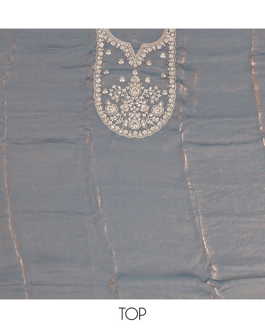 Blue-Grey Barbari Silk Material Chudidar Set