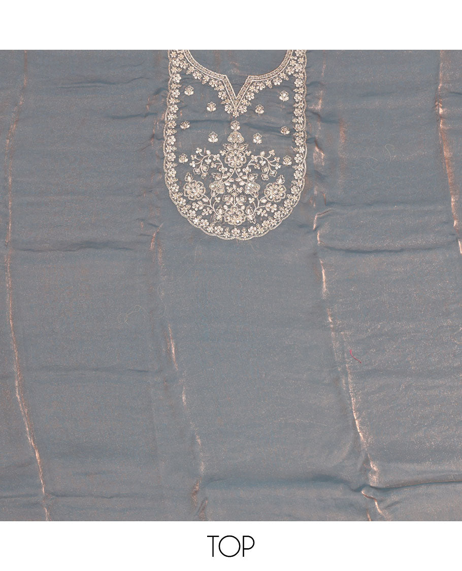 Blue-Grey Barbari Silk Material Chudidar Set