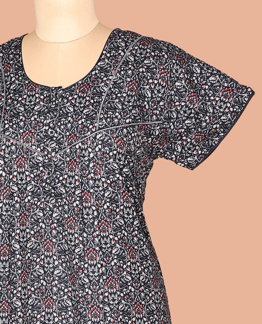 Black Cotton-Blended Nighty