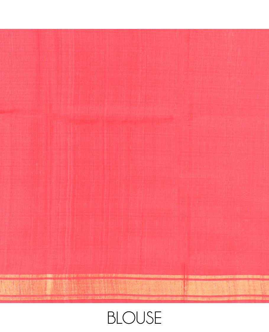 Red Dupion Silk Saree, Mesmerized with Decorated-Paisley Buttas All Over Its Body, Complemented by a Pallu of Jaal Designs, and Paired with a Matching Blouse
