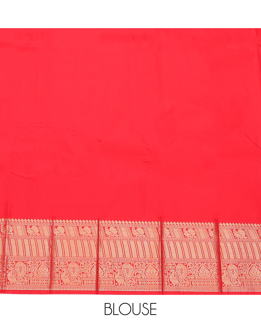 Blue Budget Silk Saree, Elegantly Highlighted with Buttas Enclosed Checks, Complemented by a Contrast Traditional Zari Border, Grand Pallu, and a Contrast Blouse