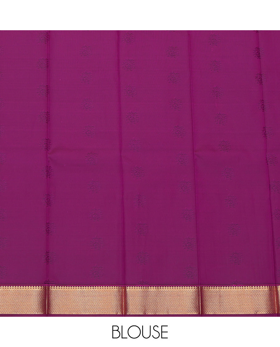 Green Budget Silk Saree, Enriched with Zari Buttas, Complemented by a Contrast Traditional Zari Border, Grand Pallu, and a Contrast Blouse