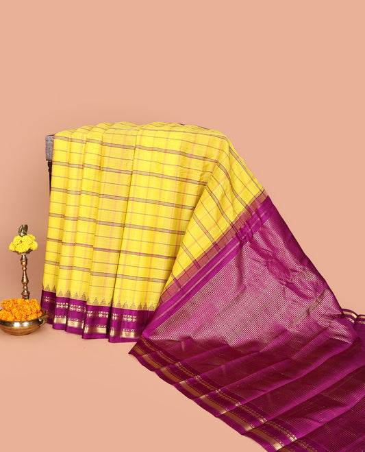 Yellow Gadwal Silk Saree