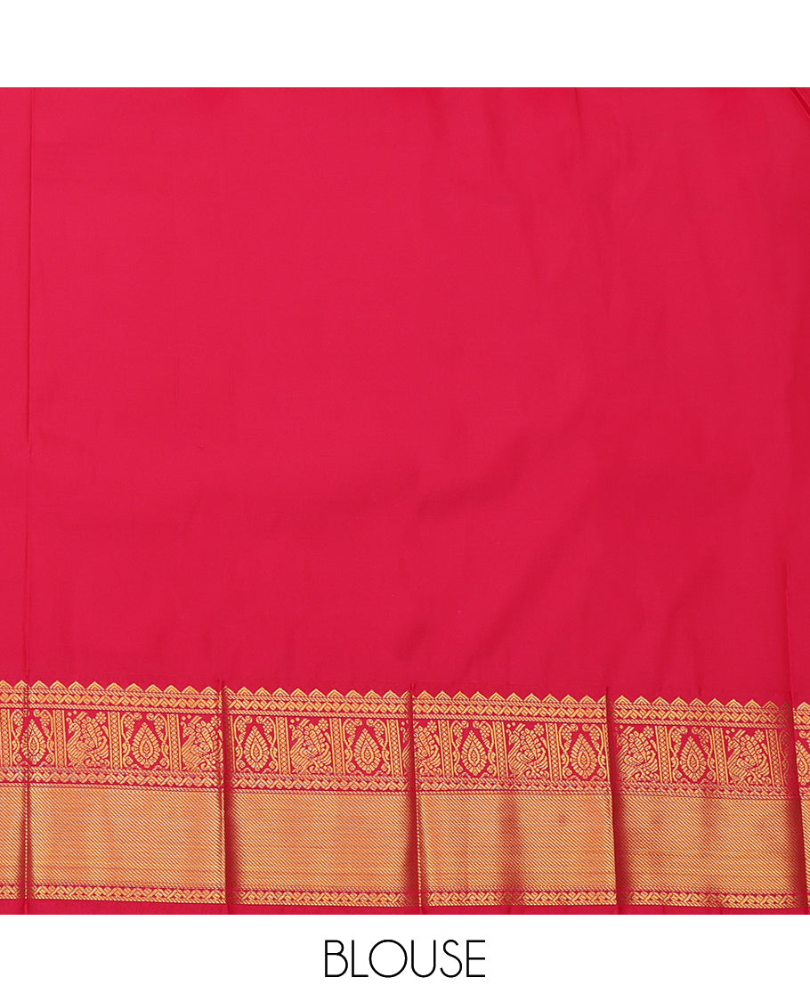 Violet Budget Silk Saree, Beautified with Zari Buttas and Stripes, a Contrast Traditional Zari Border, Grand Pallu, and a Contrast Blouse