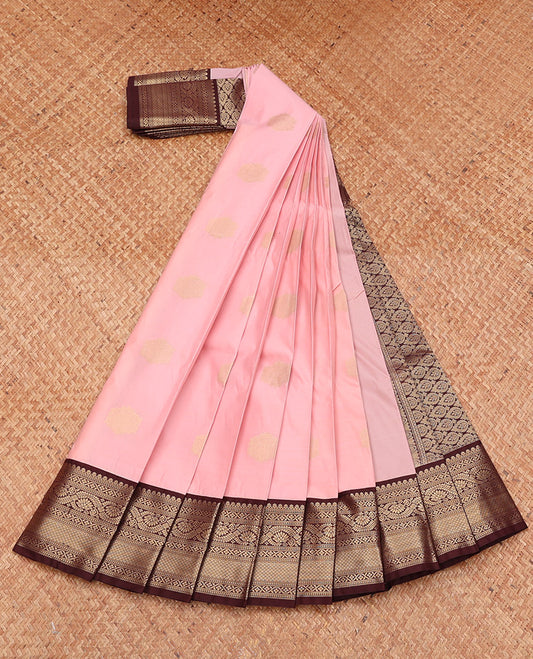 Pink Budget Silk Saree, Finely Crafted with Zari Buttas, Complemented by a Contrast Traditional Zari Border, Grand Pallu, and a Contrast Blouse