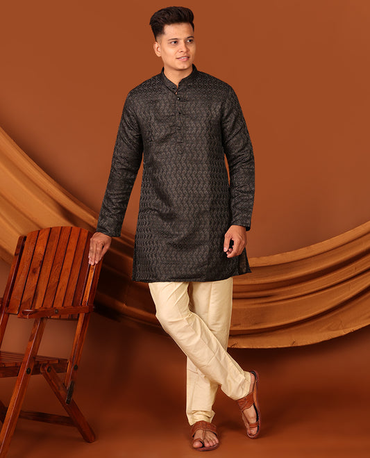 Black Men's Short Kurta