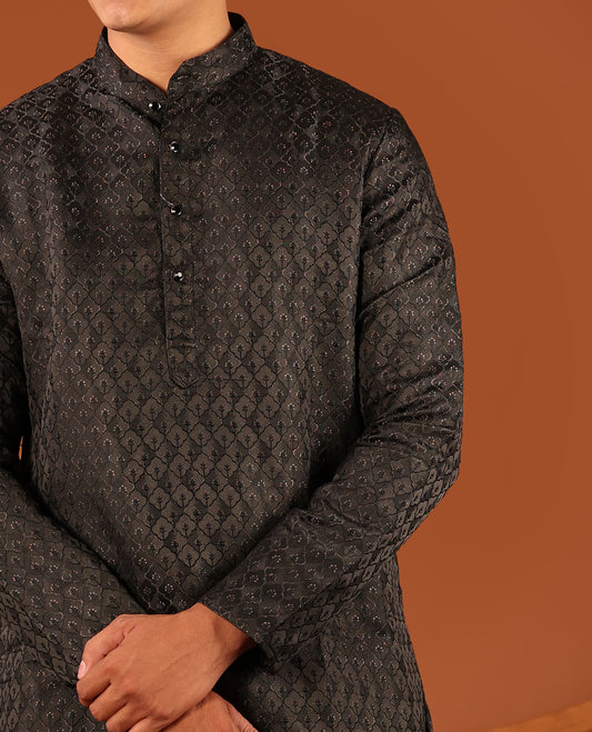 Black Men's Short Kurta