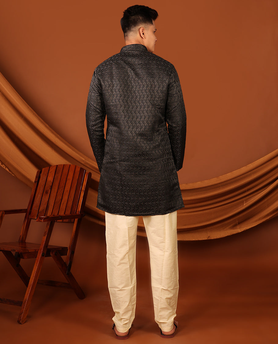 Black Men's Short Kurta