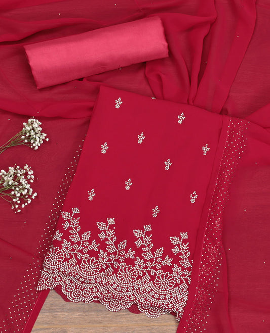 Red Georgette Material Chudidar Set