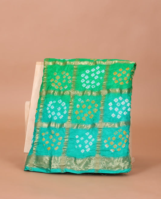 Turquoise Bandhani Dola Silk Saree
