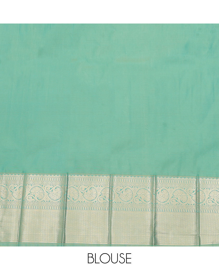 Red Budget Silk Saree, Beautified with Floral Buttas All Over Its Body, Complemented by a Contrast Traditional Zari Design Border, Pallu Steeped with Floral Designs, and Paired with a Contrast Blouse