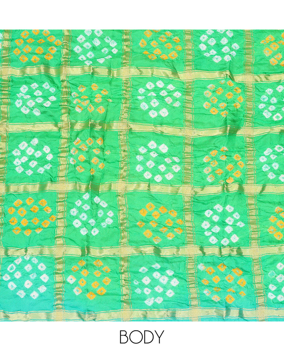 Turquoise Bandhani Dola Silk Saree