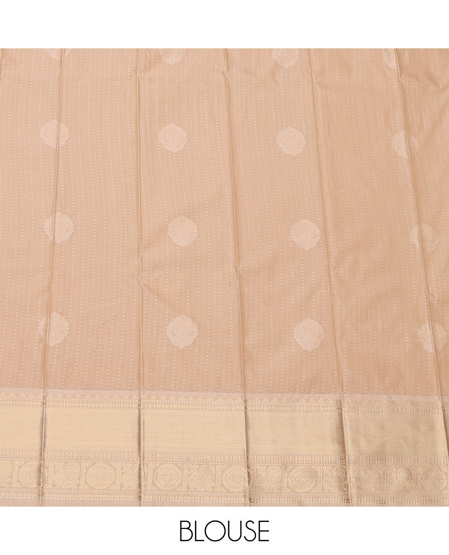 Green Budget Silk Saree, Steeped with Zari Buttas All Over Its Body, Complemented by Captivating Contrast Border of Traditional Zari Designs, Grand Jaal Pallu and Paired with a Contrast Blouse