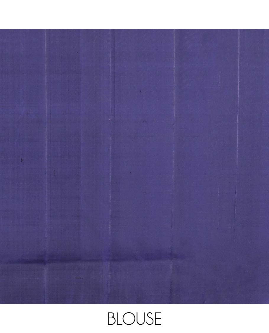 Blue striped soft silk saree with contrast tree buttas border & floral zari design pallu