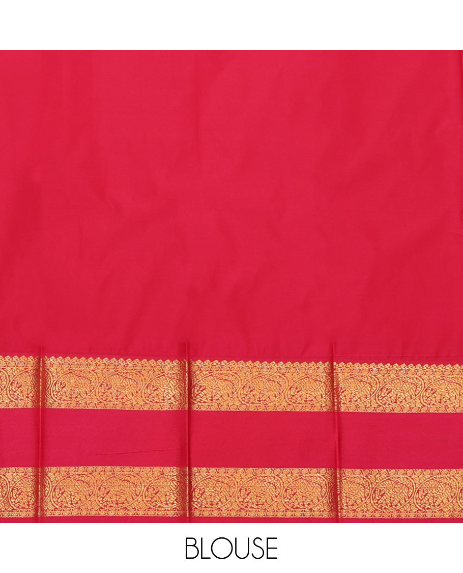 Blue Budget Silk Saree, Woven with Peacock Buttas, a Contrast Traditional Zari Border, Grand Pallu, and a Contrast Blouse