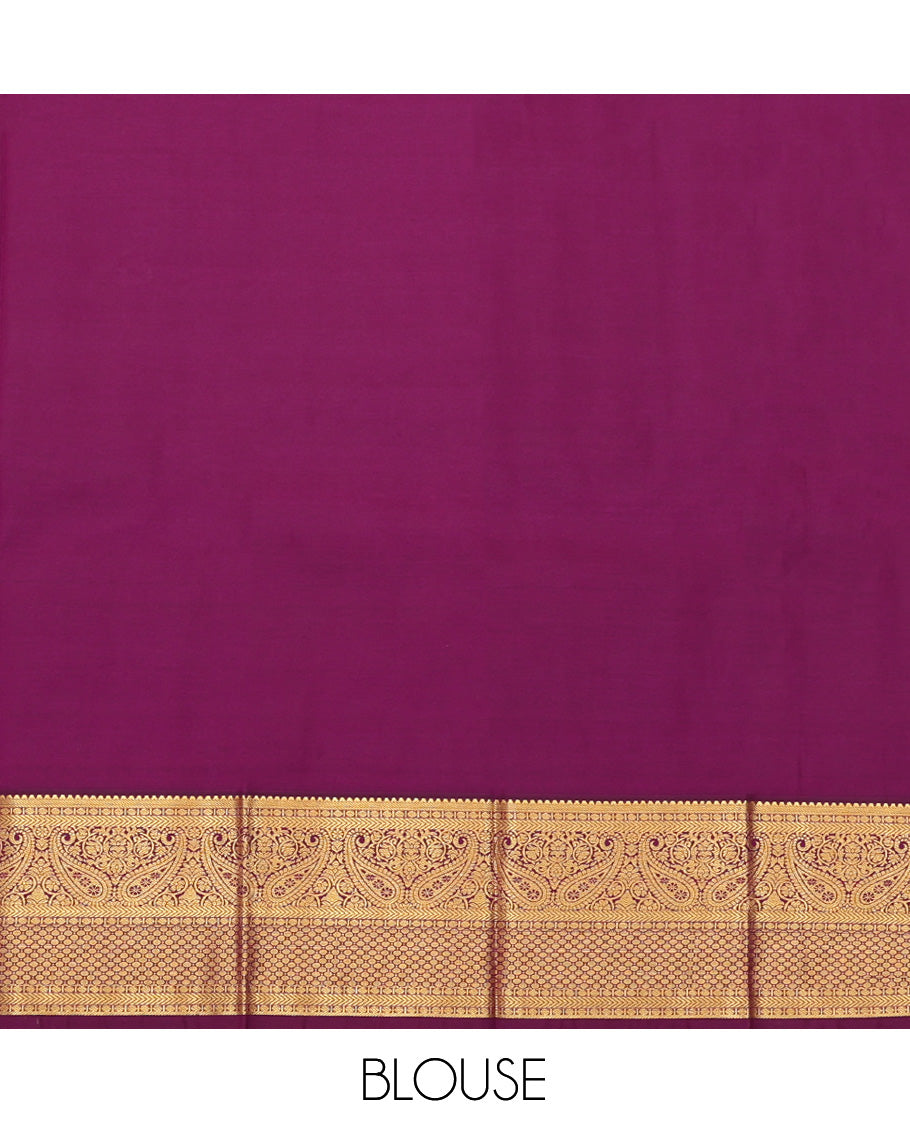 Leaf Green Budget Silk Saree, Bedecked with Zari Buttas, Complemented by Contrast Traditional Zari Border, a Grand Pallu and a Contrast Blouse