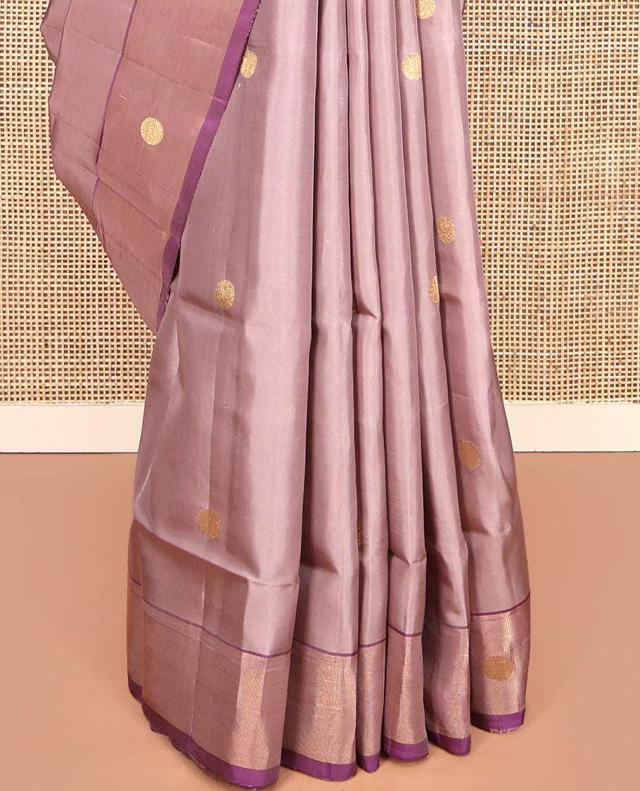 Pale Pink Mayuri Lite Silk Mix Saree, Woven with Zari Buttas All Over Its Body, Complemented by Contrast Border, Pallu of Floral Designs, and Paired with a Contrast Blouse