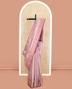 Pale Pink Mayuri Lite Silk Mix Saree, Woven with Zari Buttas All Over Its Body, Complemented by Contrast Border, Pallu of Floral Designs, and Paired with a Contrast Blouse