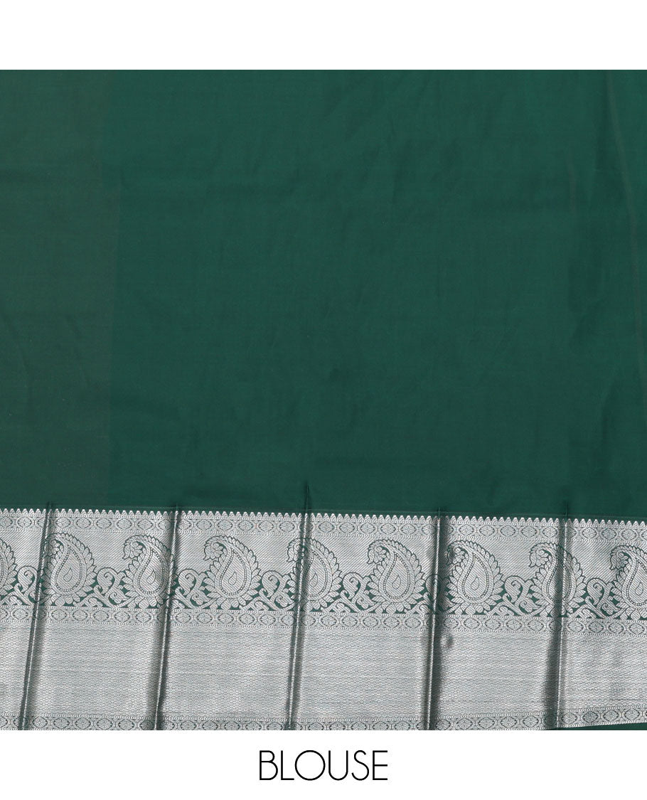 Violet Budget Silk Saree, Bedecked with Triangle Buttas All Over Its Body, Complemented by a Contrast Traditional Zari Design Border, Grand Jaal Pallu, and Paired with a Contrast Blouse