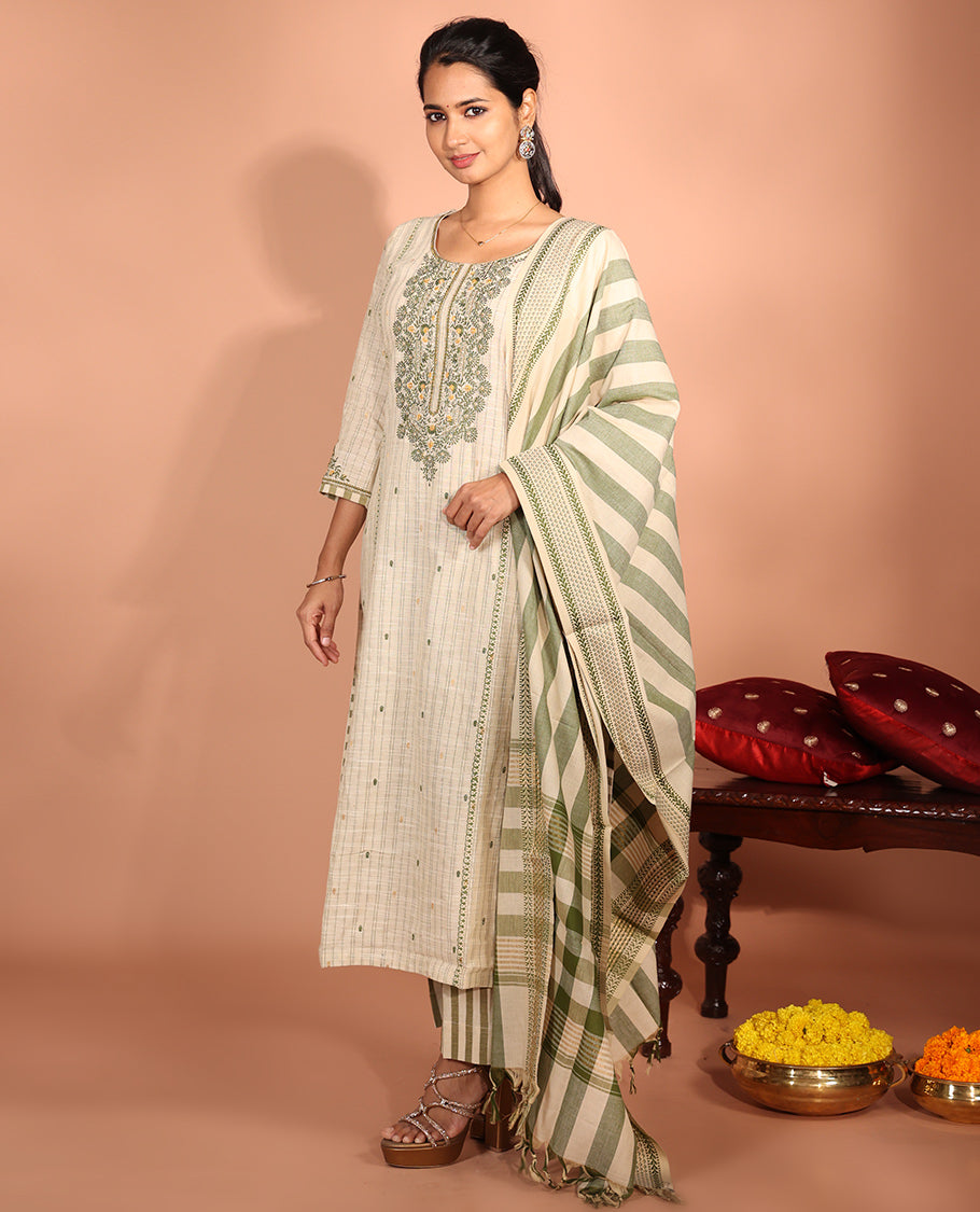 Light Sandal Cotton Readymade Suit