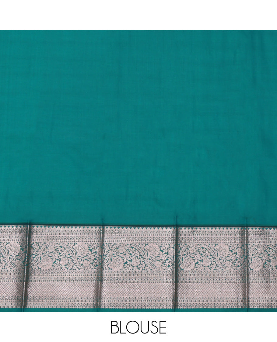 Blue Budget Silk Saree, Subtly Enriched with Zari Designs, Complemented by a Contrast Traditional Zari Border, Floral Pallu, and a Contrast Blouse