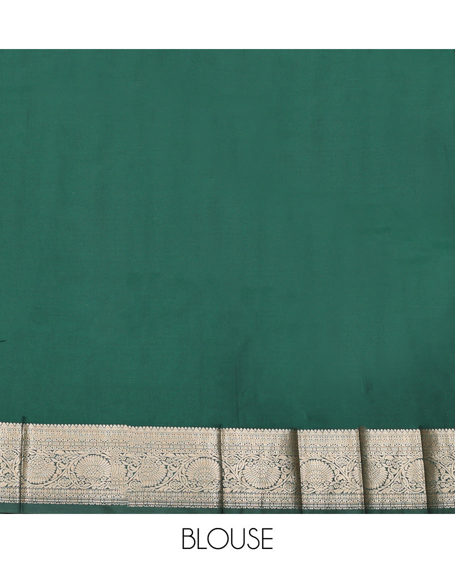 Yellow Budget Silk Saree, Subtly Sparkled with Zari Buttas, Captivating Contrast Traditional Zari Design Border, Grand Jaal Pallu, and Has a Contrast Blouse