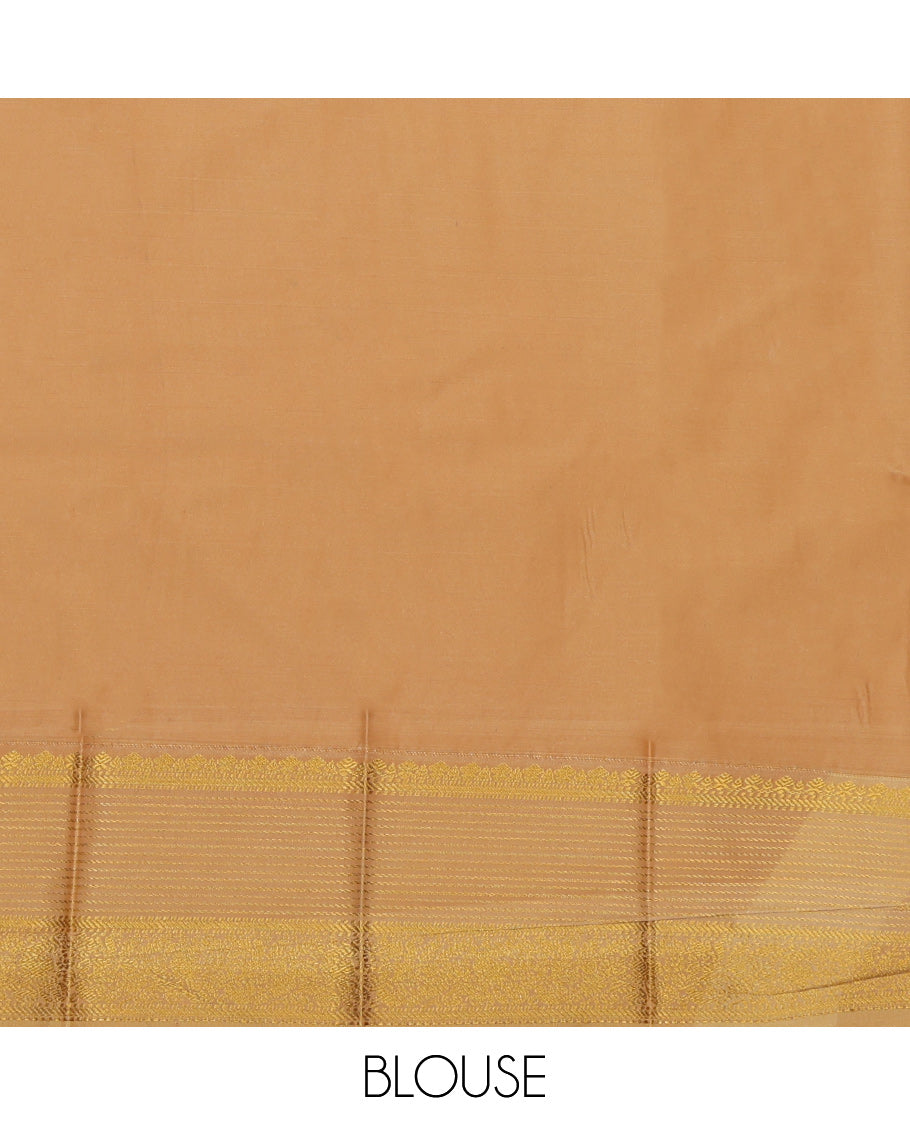 Blue Budget Silk Saree, Artfully Detailed with Peacock Buttas, a Contrast Traditional Zari Border, Grand Pallu, and a Contrast Blouse