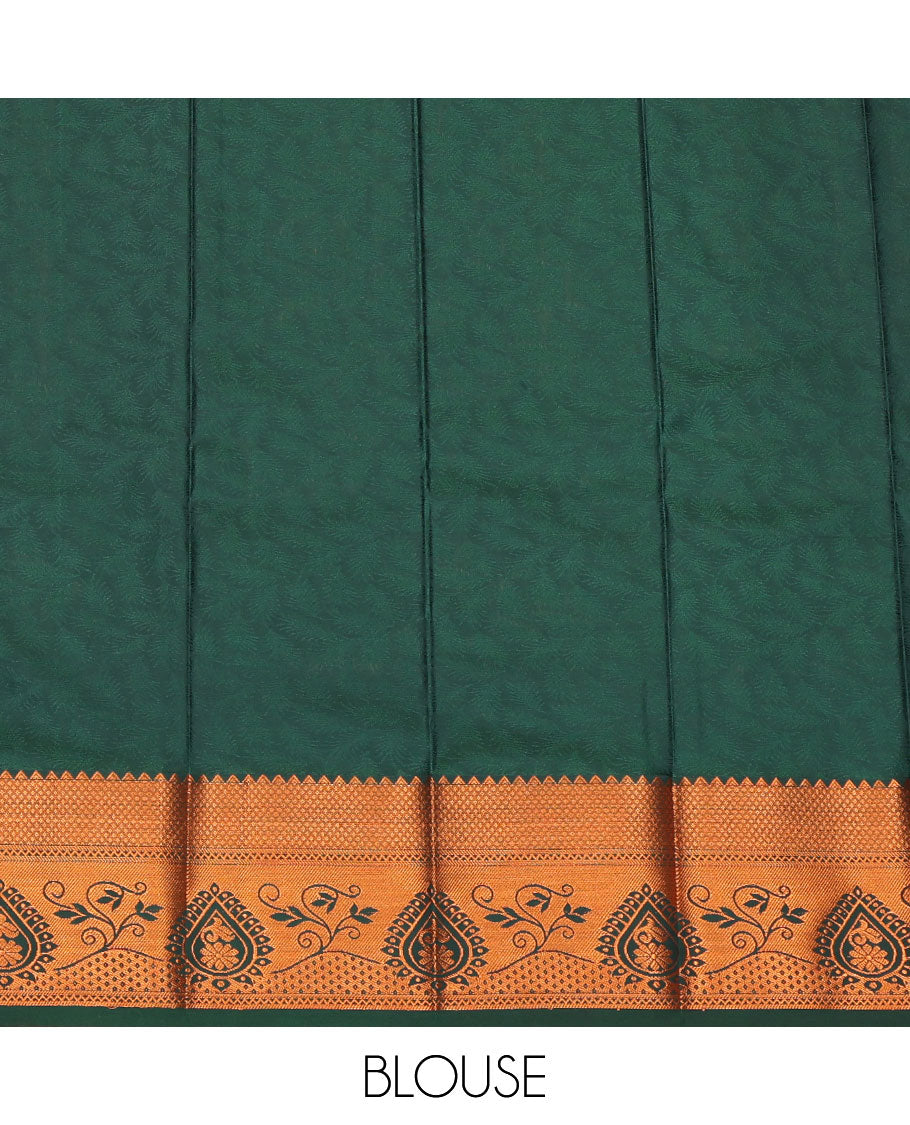 Wine Budget Silk Saree, Detailed with Jacquard Design, a Contrast Traditional Zari Border, Grand Pallu, and a Contrast Blouse