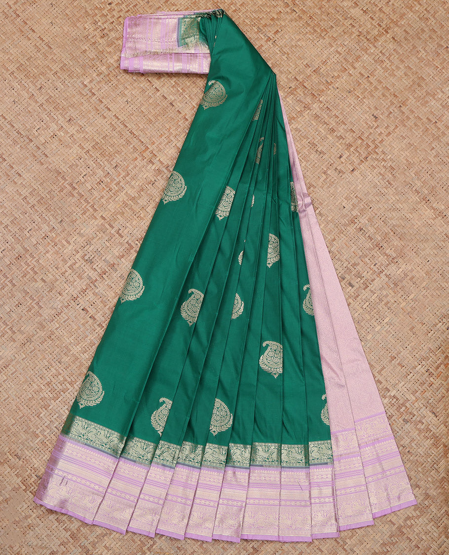 Green Traditional Zari Butta Budget Silk Saree
