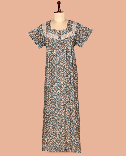 Pale Brown Cotton-Blended Nighty
